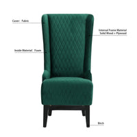 Elegant Green High-Back Velvet Accent Chair with Padded Comfort and Wooden Legs for Living Room or Bedroom