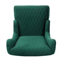 Elegant Green High-Back Velvet Accent Chair with Padded Comfort and Wooden Legs for Living Room or Bedroom