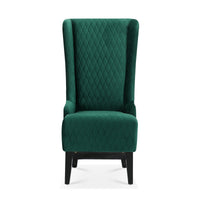 Elegant Green High-Back Velvet Accent Chair with Padded Comfort and Wooden Legs for Living Room or Bedroom