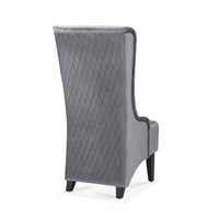 Velvet Accent Chair, 23.03 Wide High-Back Wingback Chair, Comfy Living Room Chair with Soft Padded Seat & Wooden Legs Grey
