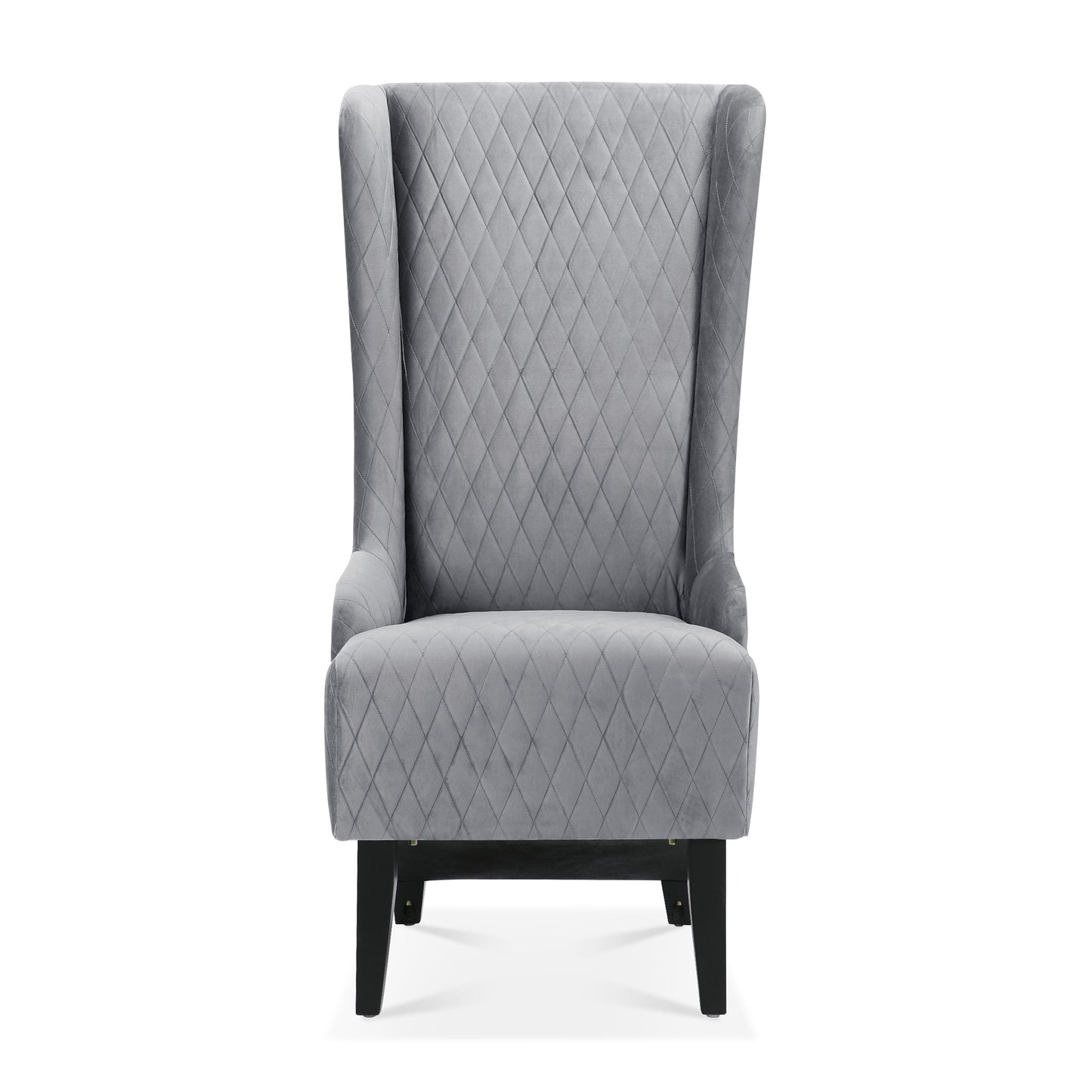 Velvet Accent Chair, 23.03 Wide High-Back Wingback Chair, Comfy Living Room Chair with Soft Padded Seat & Wooden Legs Grey