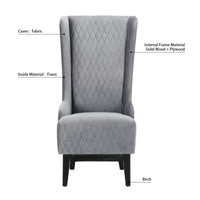 Velvet Accent Chair, 23.03 Wide High-Back Wingback Chair, Comfy Living Room Chair with Soft Padded Seat & Wooden Legs Grey