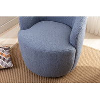 Light Blue Teddy Fabric Swivel Accent Armchair, Barrel Chair with Black Powder Coating Metal Ring for Living Room, Home Office, Cozy Seating