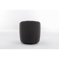 Cozy Teddy Fabric Swivel Accent Armchair - Barrel Chair with Black Metal Ring, Dark Gray Upholstery, Stylish and Comfortable Seating