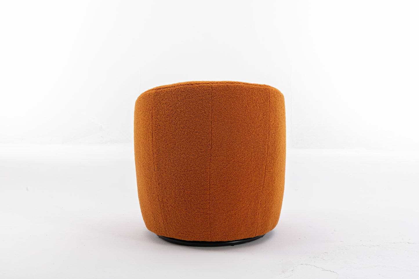 Teddy Fabric Swivel Accent Armchair Barrel Chair with Black Metal Ring Caramel Color