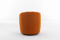 Teddy Fabric Swivel Accent Armchair Barrel Chair with Black Metal Ring Caramel Color