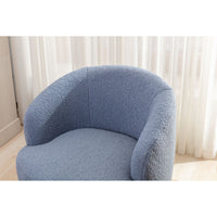Light Blue Teddy Fabric Swivel Accent Armchair, Barrel Chair with Black Powder Coating Metal Ring for Living Room, Home Office, Cozy Seating