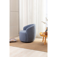 Light Blue Teddy Fabric Swivel Accent Armchair, Barrel Chair with Black Powder Coating Metal Ring for Living Room, Home Office, Cozy Seating