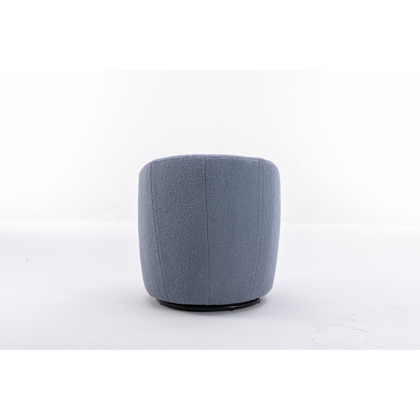 Light Blue Teddy Fabric Swivel Accent Armchair, Barrel Chair with Black Powder Coating Metal Ring for Living Room, Home Office, Cozy Seating