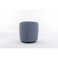 Light Blue Teddy Fabric Swivel Accent Armchair, Barrel Chair with Black Powder Coating Metal Ring for Living Room, Home Office, Cozy Seating