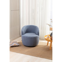 Light Blue Teddy Fabric Swivel Accent Armchair, Barrel Chair with Black Powder Coating Metal Ring for Living Room, Home Office, Cozy Seating