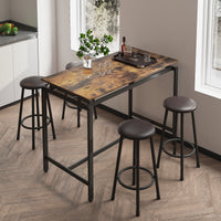 5-Piece Counter Height Kitchen Dining Table Set with Bar Table and 4 Stools - Modern Space-Saving Furniture for Dining Room or Kitchen