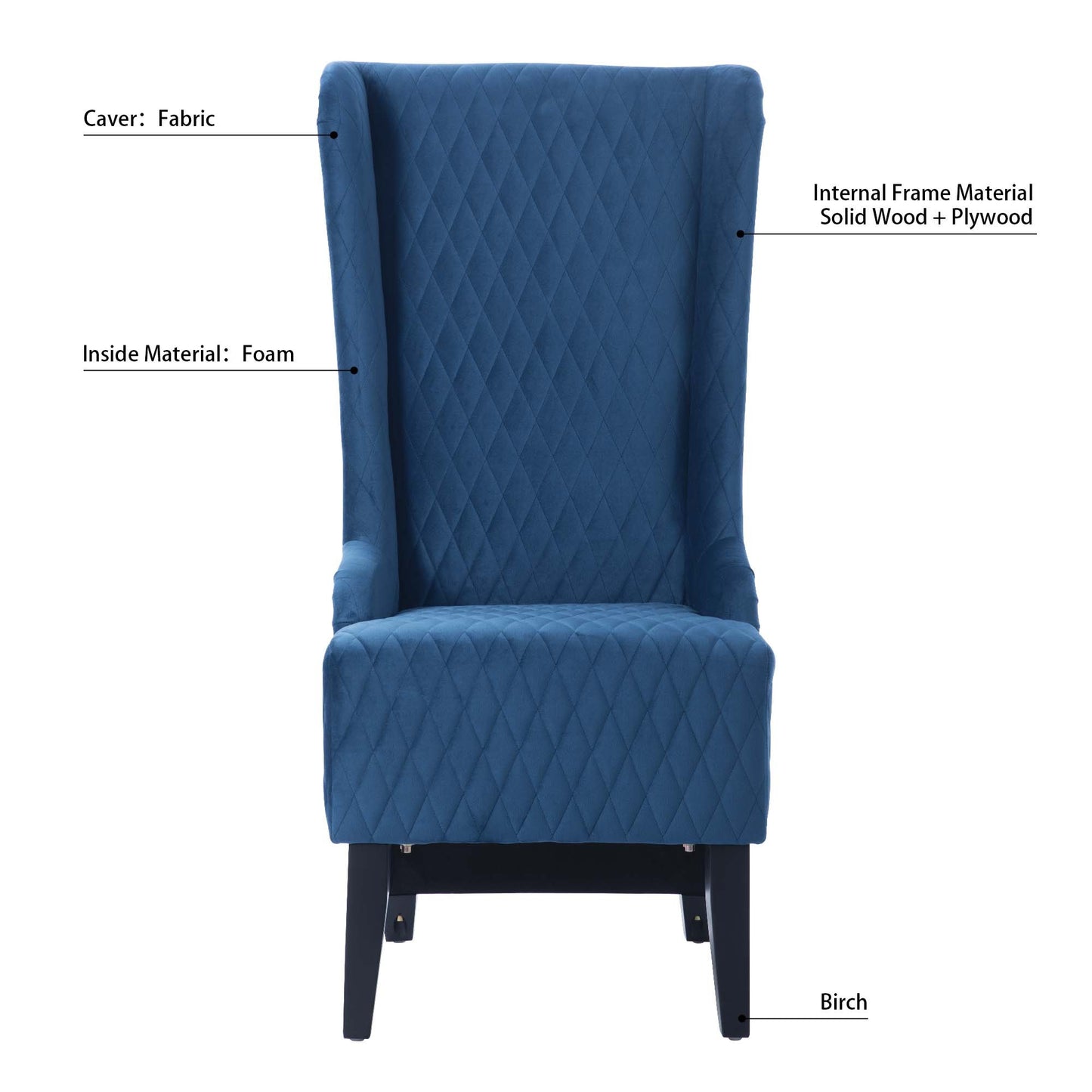 Comfy 23.03 Wide High-Back Velvet Accent Chair, Modern Wingback Chair with Soft Padding & Wooden Legs for Living Room & Bedroom, Blue