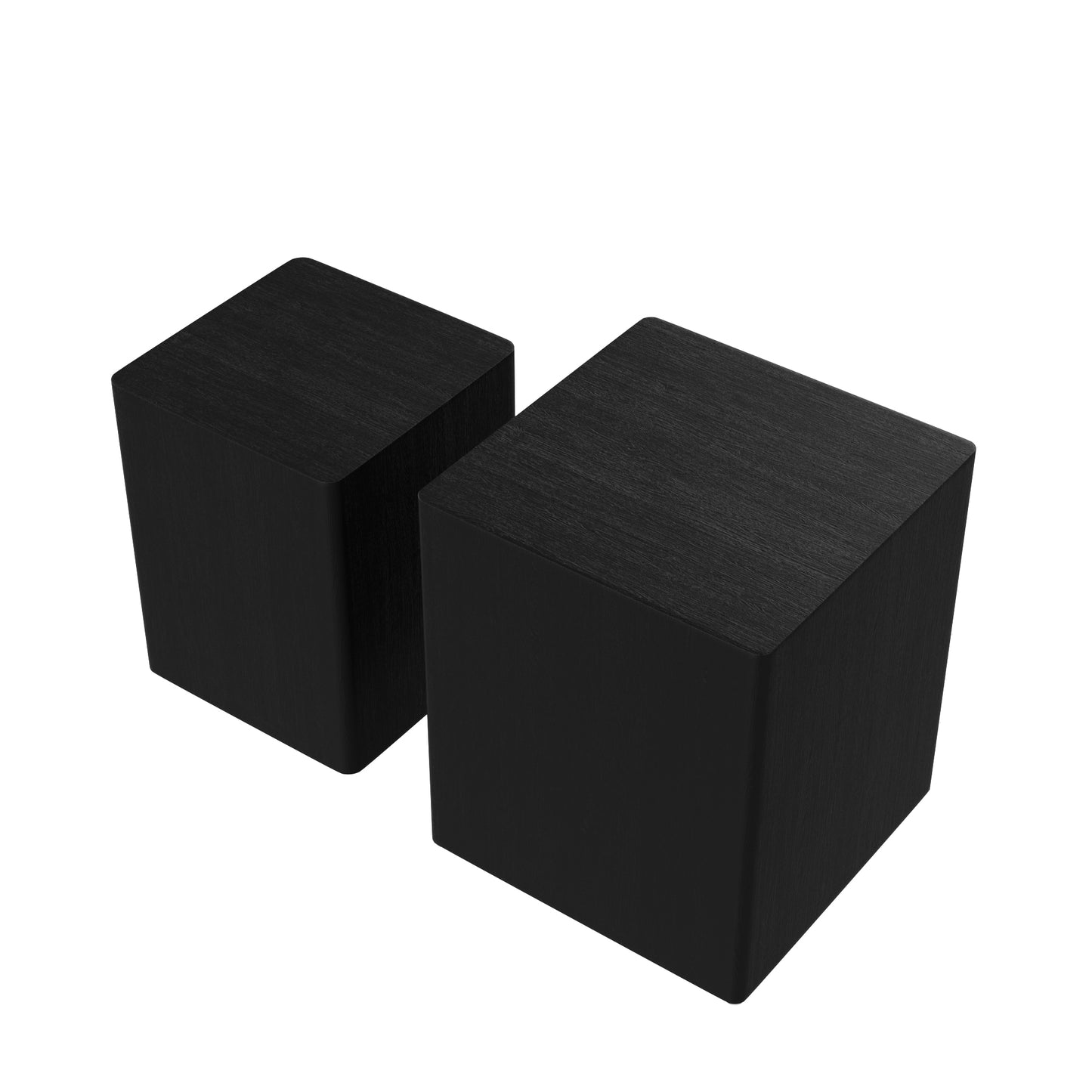 Upgrade MDF Nesting Side Tables Set of 2 - Elegant Black Oak Coffee Tables for Living Room, Office, Bedroom - Versatile End Tables