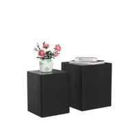 Upgrade MDF Nesting Side Tables Set of 2 - Elegant Black Oak Coffee Tables for Living Room, Office, Bedroom - Versatile End Tables