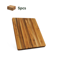 18 Inch Teak Wood Cutting Board Set - Pack of 5 Durable and Stylish Chopping Boards for Kitchen Use