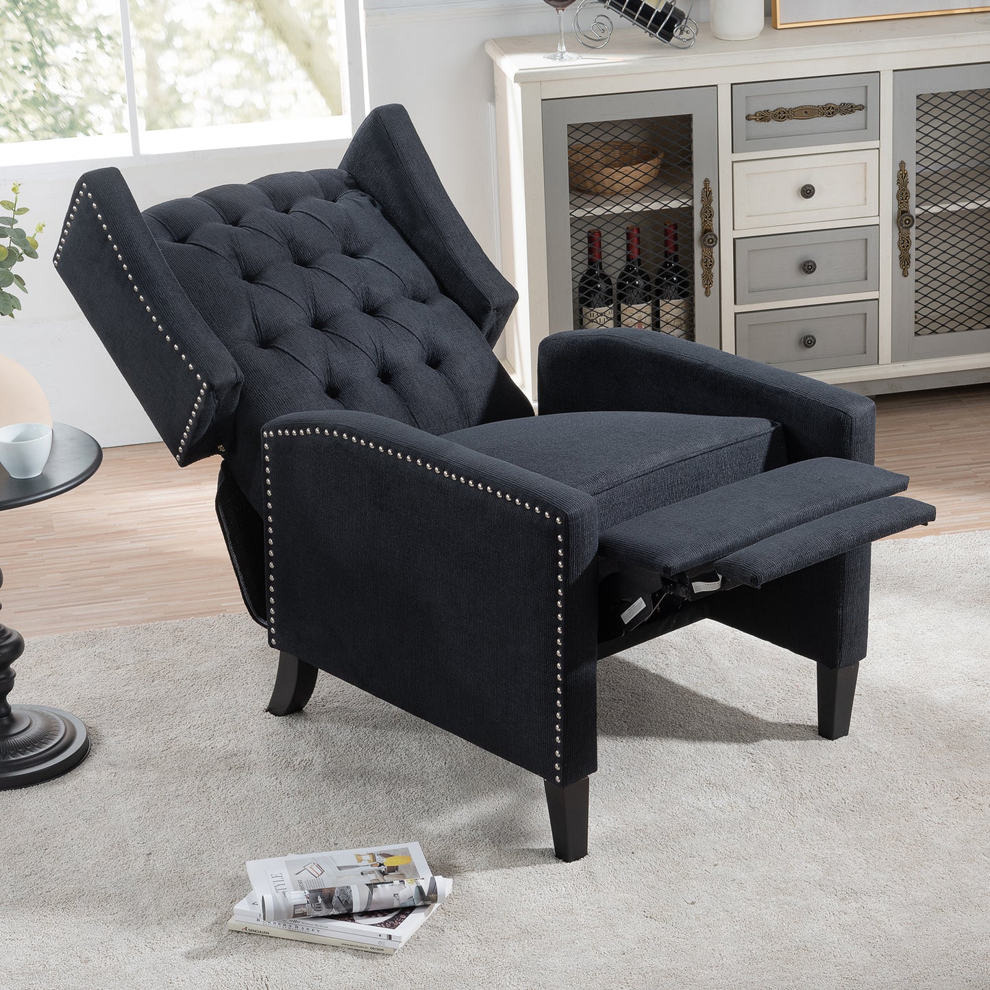 27.16 Wide Manual Wing Chair Recliner - Comfortable Upholstered Armchair for Living Room, Bedroom, and Office - Classic Design