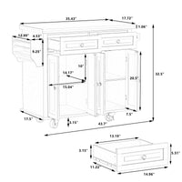 Kitchen Island Cart With Two Storage Cabinets And Two Locking Wheels,43.31 Inch Width,4 Door Cabinet And Two Drawers,Spice Rack, Towel Rack