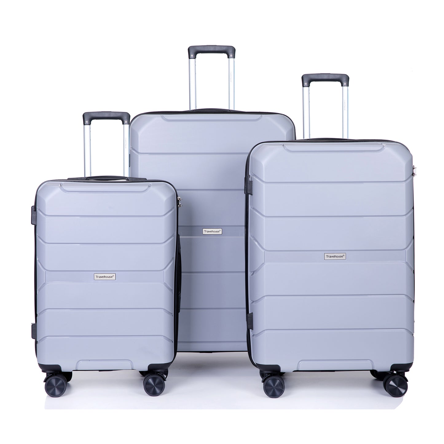 Lightweight Hardshell 3-Piece Luggage Set with Spinner Wheels & TSA Lock - Silver (20/24/28)