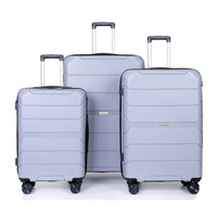 Lightweight Hardshell 3-Piece Luggage Set with Spinner Wheels & TSA Lock - Silver (20/24/28)