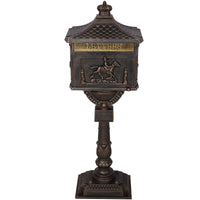 Cast Aluminum Postal Box, Durable Bronze Mailbox for Home & Office, Secure Outdoor Mail Storage, Rustic Design