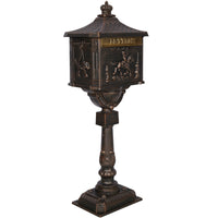 Cast Aluminum Postal Box, Durable Bronze Mailbox for Home & Office, Secure Outdoor Mail Storage, Rustic Design