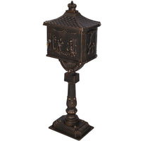 Cast Aluminum Postal Box, Durable Bronze Mailbox for Home & Office, Secure Outdoor Mail Storage, Rustic Design