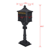 Cast Aluminum Black Postal Box - Durable Mailbox for Home or Office - Weather-Resistant and Secure Design