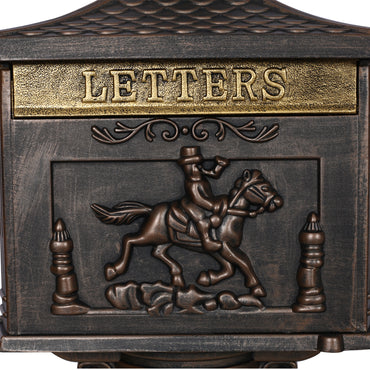 Cast Aluminum Postal Box, Durable Bronze Mailbox for Home & Office, Secure Outdoor Mail Storage, Rustic Design