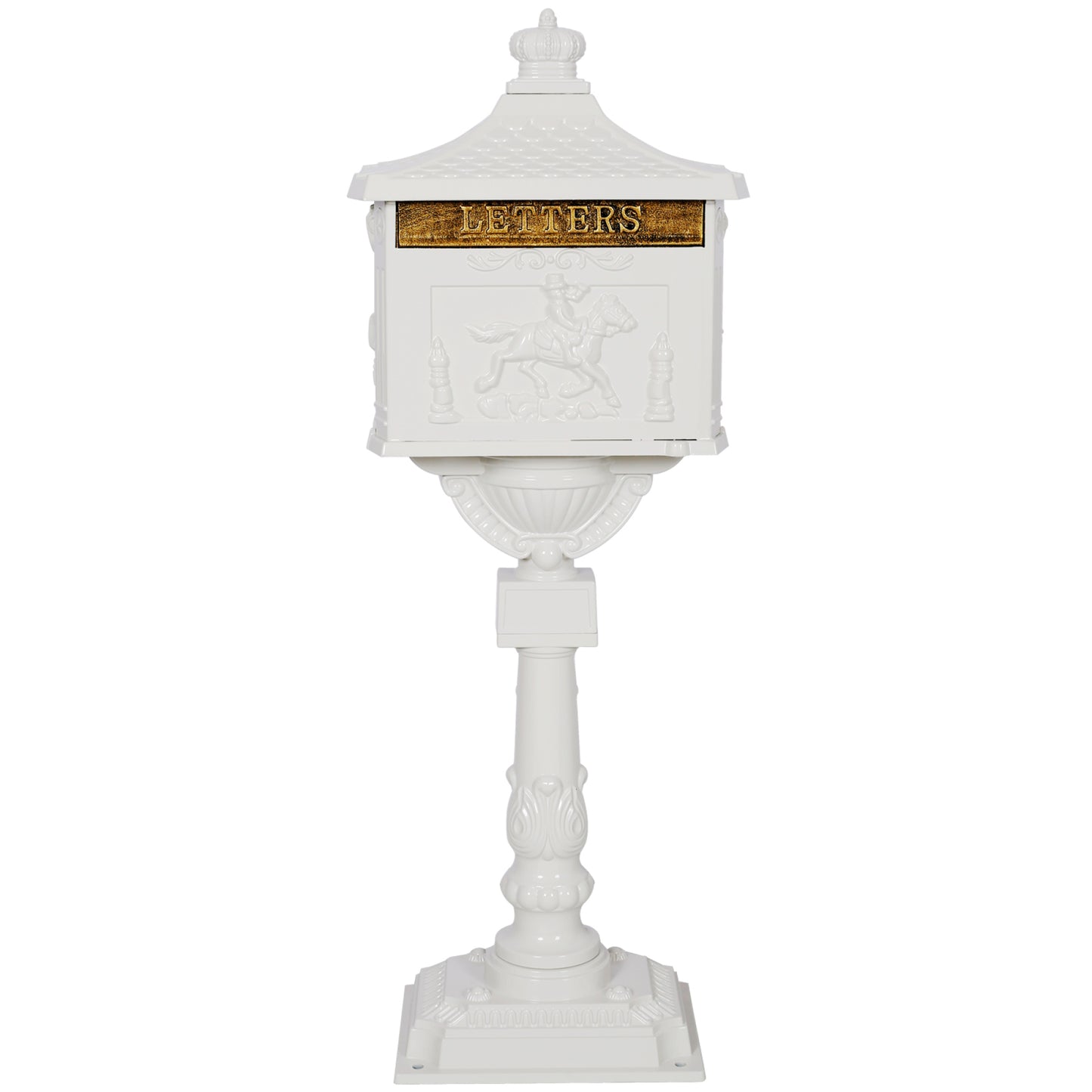 Cast Aluminum White Mailbox - Durable Postal Box for Outdoor Use, Weather-Resistant Design, Ideal for Home or Office