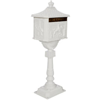 Cast Aluminum White Mailbox - Durable Postal Box for Outdoor Use, Weather-Resistant Design, Ideal for Home or Office