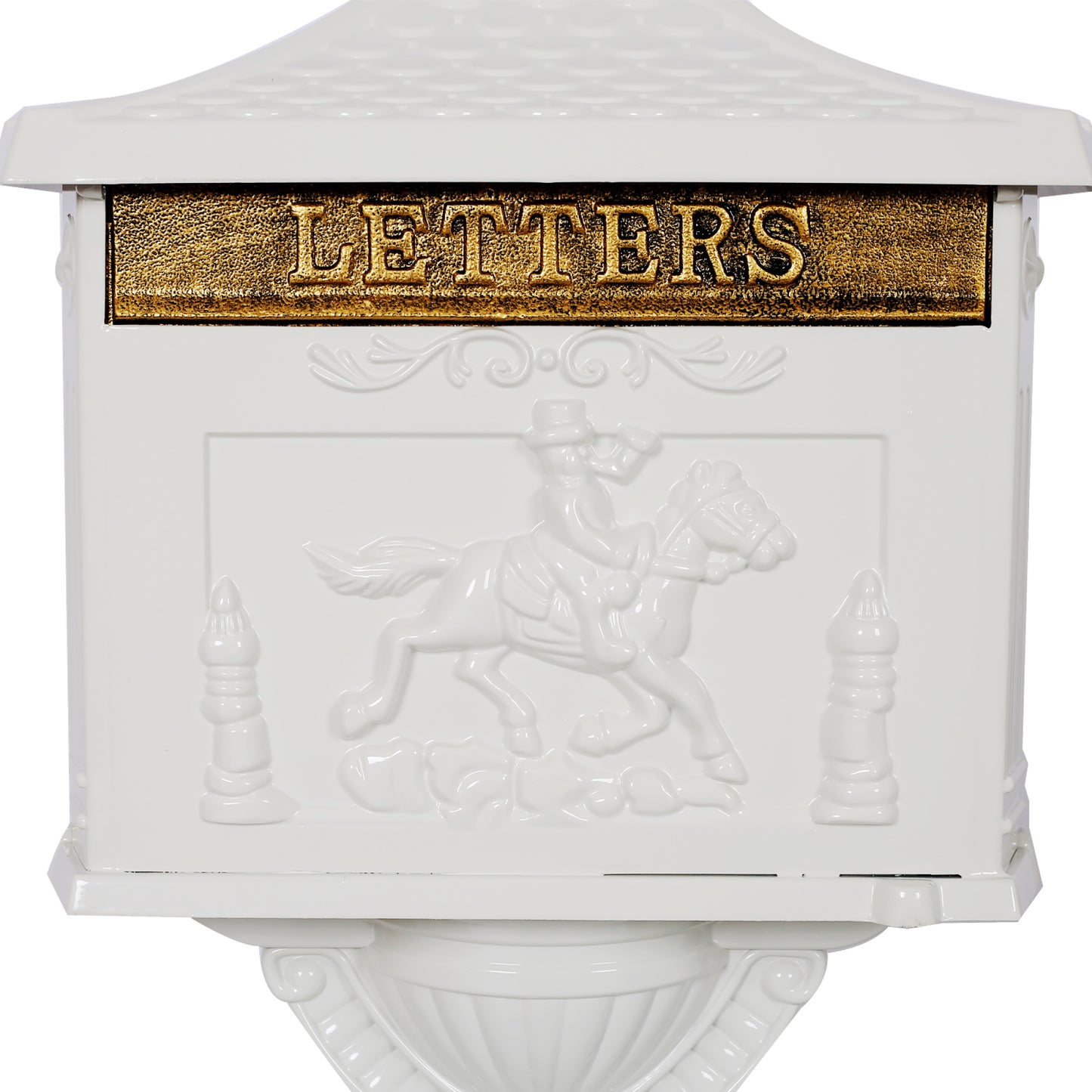 Cast Aluminum White Mailbox - Durable Postal Box for Outdoor Use, Weather-Resistant Design, Ideal for Home or Office