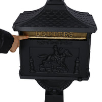 Cast Aluminum Black Postal Box - Durable Mailbox for Home or Office - Weather-Resistant and Secure Design