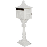 Cast Aluminum White Mailbox - Durable Postal Box for Outdoor Use, Weather-Resistant Design, Ideal for Home or Office