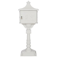 Cast Aluminum White Mailbox - Durable Postal Box for Outdoor Use, Weather-Resistant Design, Ideal for Home or Office