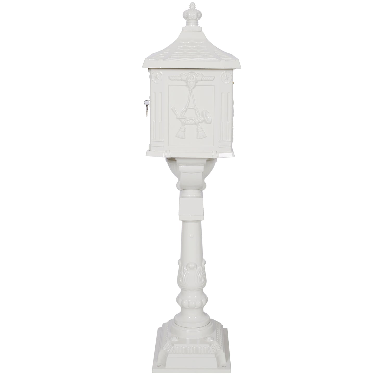 Cast Aluminum White Mailbox - Durable Postal Box for Outdoor Use, Weather-Resistant Design, Ideal for Home or Office