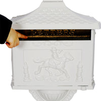 Cast Aluminum White Mailbox - Durable Postal Box for Outdoor Use, Weather-Resistant Design, Ideal for Home or Office