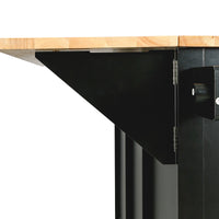 Black Kitchen Island Cart with Rubberwood Drop-Leaf Top Storage Cabinet and 3 Drawers on Wheels