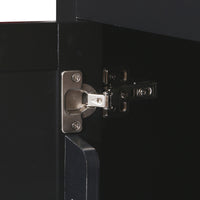 Black Kitchen Island Cart with Rubberwood Drop-Leaf Top Storage Cabinet and 3 Drawers on Wheels