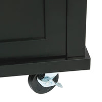 Black Kitchen Island Cart with Rubberwood Drop-Leaf Top Storage Cabinet and 3 Drawers on Wheels