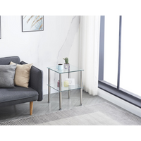 2 Layer Clear Tempered Glass Side & End Table – Elegant Modern Design for Living Room or Bedroom