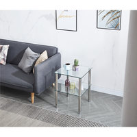 2 Layer Clear Tempered Glass Side & End Table – Elegant Modern Design for Living Room or Bedroom