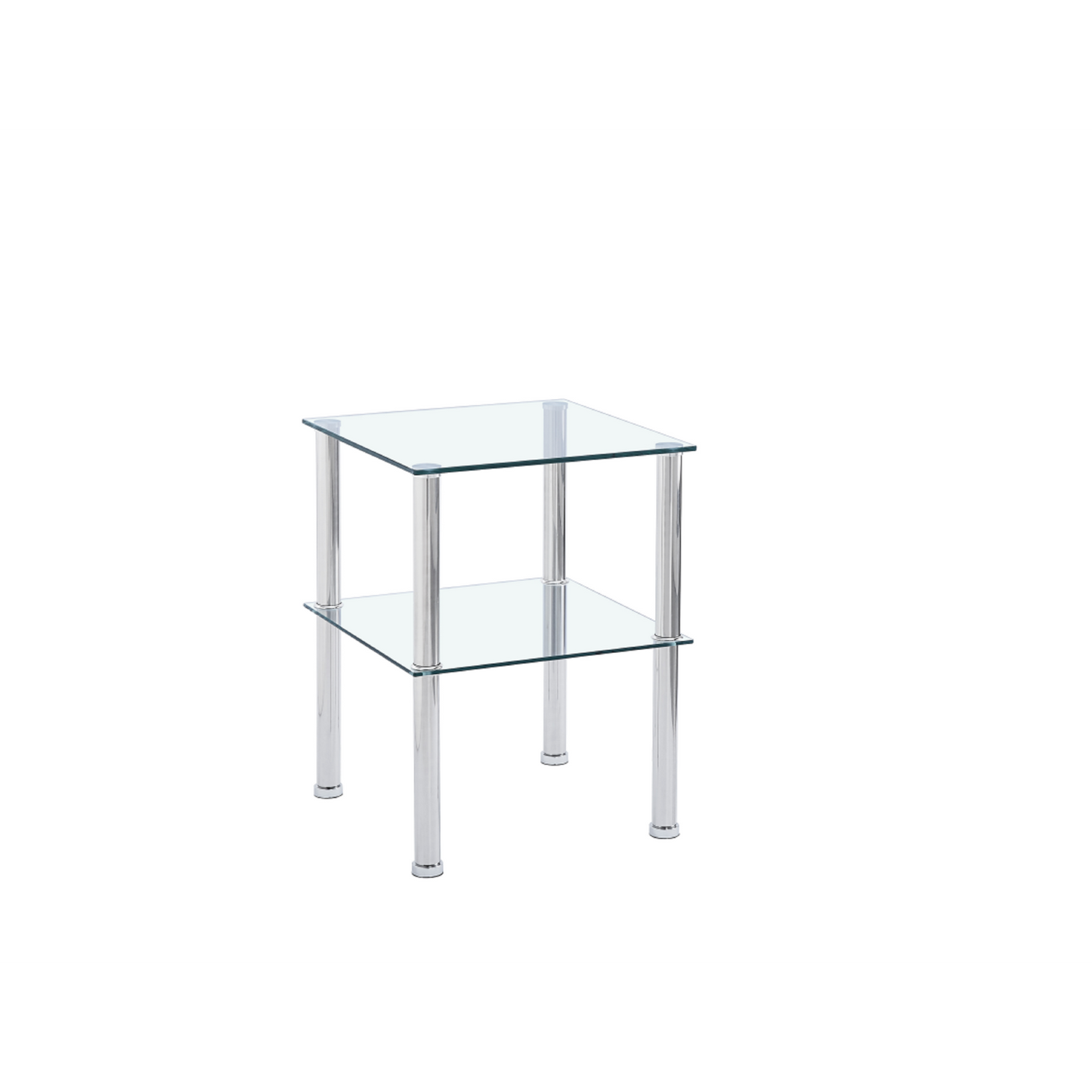 2 Layer Clear Tempered Glass Side & End Table – Elegant Modern Design for Living Room or Bedroom