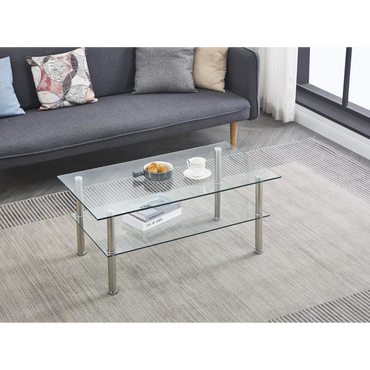Modern Clear Glass Coffee Table - Tempered Glass Design for Elegant Living Room Décor