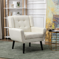 Modern Soft Linen Ergonomic Accent Chair for Living Room & Bedroom - Stylish Indoor Seating with Black Legs