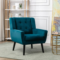 Modern Soft Velvet Ergonomic Accent Chair for Living Room & Bedroom - Stylish Home Chair with Black Legs