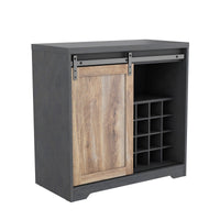 31 Inch Farmhouse Barn Door Bar Cabinet for Living Room, Dining Room, Rustic Storage Organizer, Wine Rack, Home Decor
