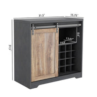31 Inch Farmhouse Barn Door Bar Cabinet for Living Room, Dining Room, Rustic Storage Organizer, Wine Rack, Home Decor