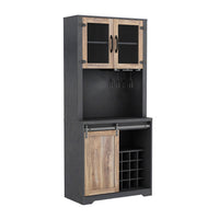31 Inch Farmhouse Barn Door Bar Cabinet for Living Room Dining Room Storage Rustic Home Furniture