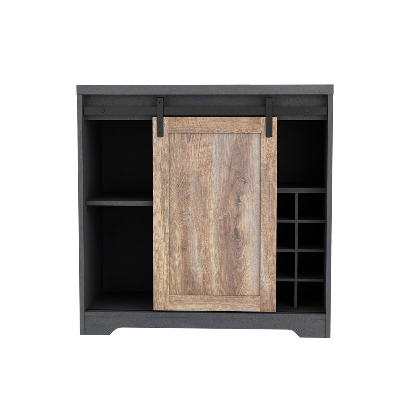 31 Inch Farmhouse Barn Door Bar Cabinet for Living Room, Dining Room, Rustic Storage Organizer, Wine Rack, Home Decor